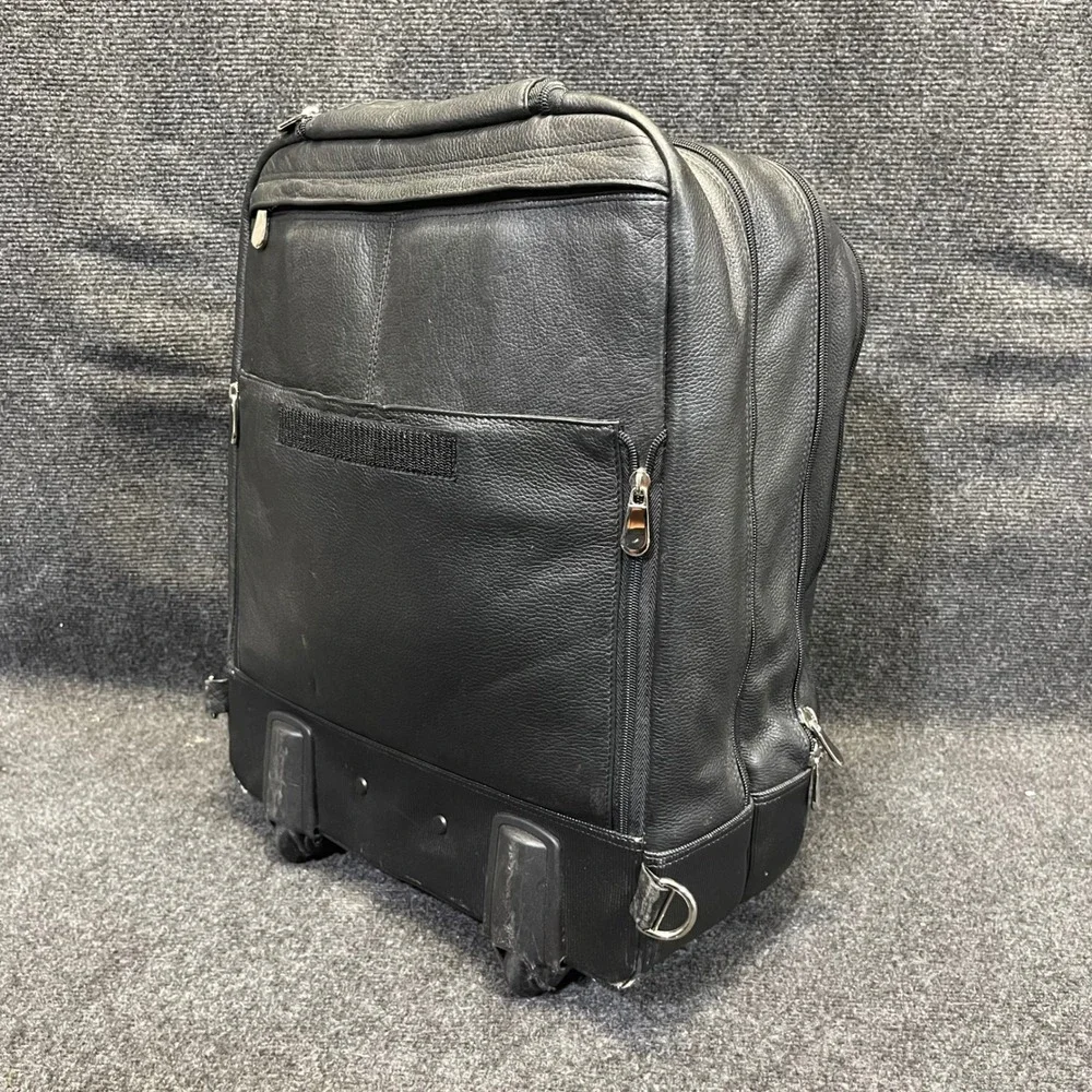 Wilsons Leather Pelle Studio Rolling Laptop Bag Black Briefcase Carry On Luggage